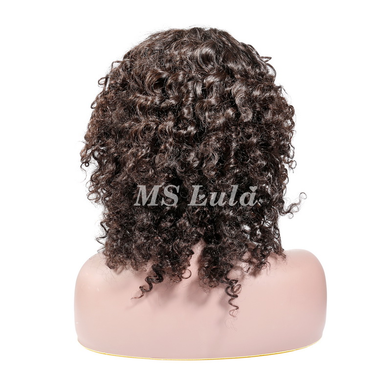 Human Hair Deep Wave Machine-made Bob Wig with Bangs - 图片 3